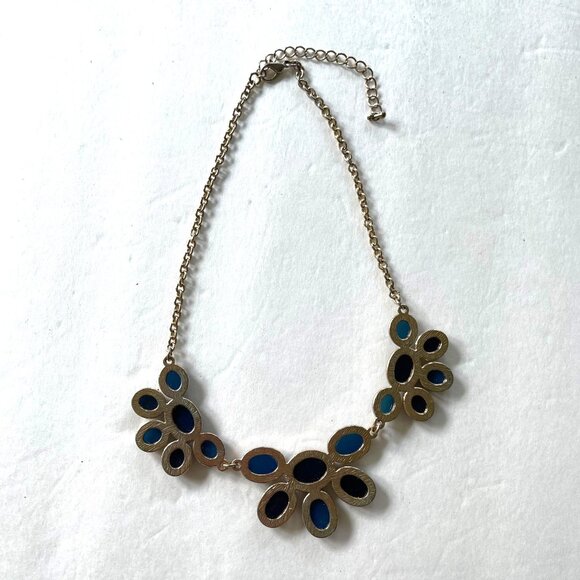 Blue Statement 20" Adjustable Necklace With Gold Tone Chain - Picture 3 of 4